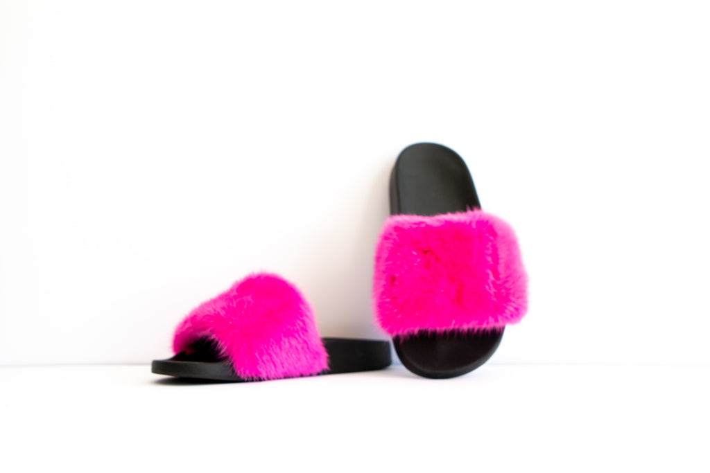 Givenchy Fuchsia Pink Fur Slides