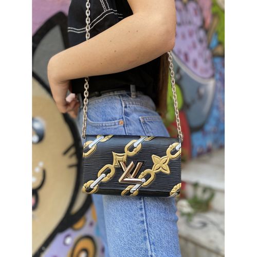Limited Edition Louis Vuitton Epi Twist Black Gold Silver Chain Bag