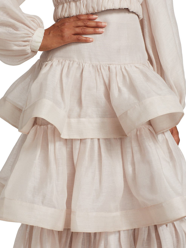 Zimmermann Rhythmic Tiered Midi Skirt (For Hire)