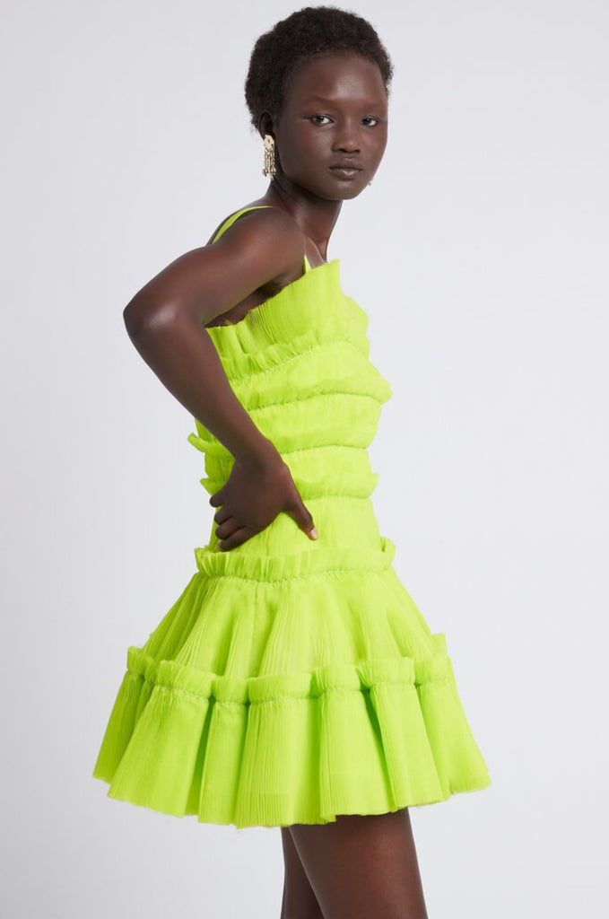 AJE Jacinta Pleated Mini Dress Citrus (For Hire)