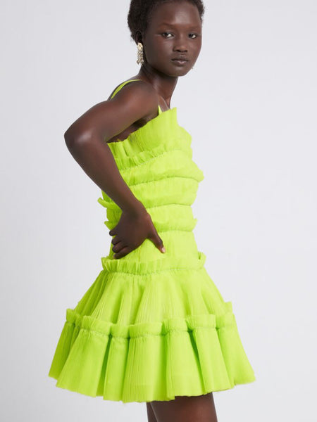 AJE Jacinta Pleated Mini Dress Citrus (For Hire)