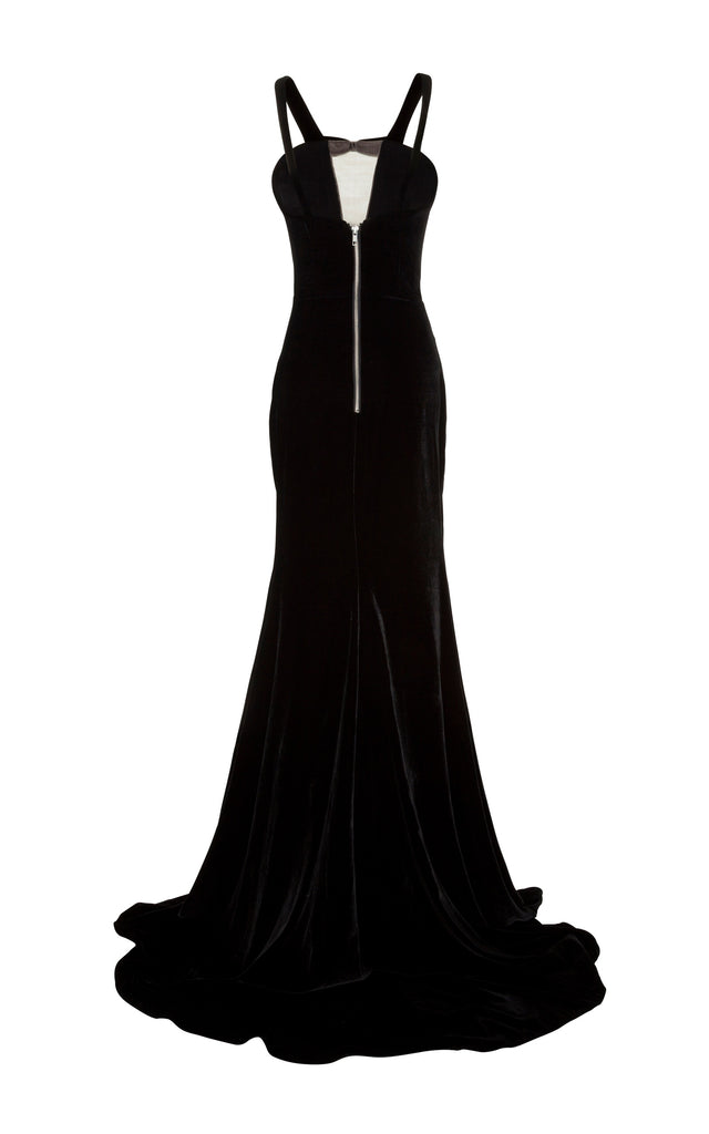 Alex Perry Kane Sheer Front Strap Gown Dress