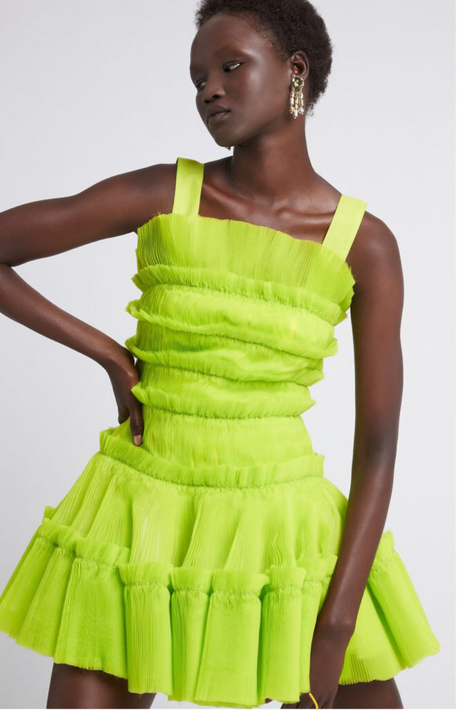 AJE Jacinta Pleated Mini Dress Citrus (For Hire)