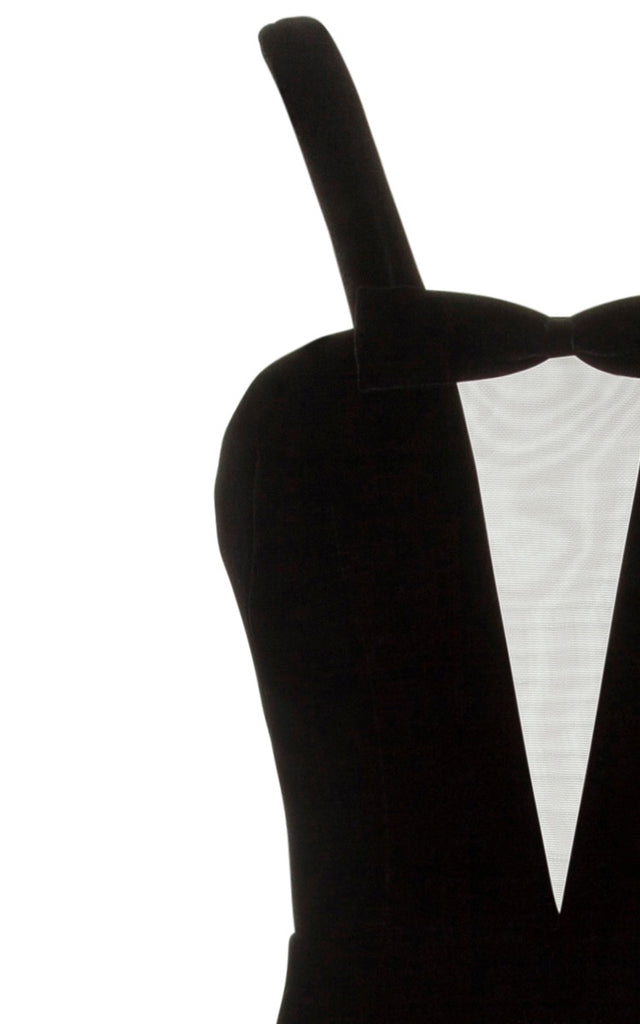 Alex Perry Kane Sheer Front Strap Gown Dress