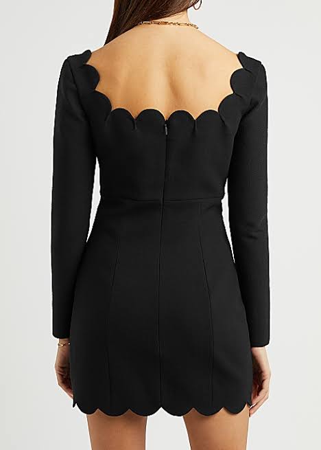 Saint Laurent Scalloped Wool Sable Dress (For Hire)