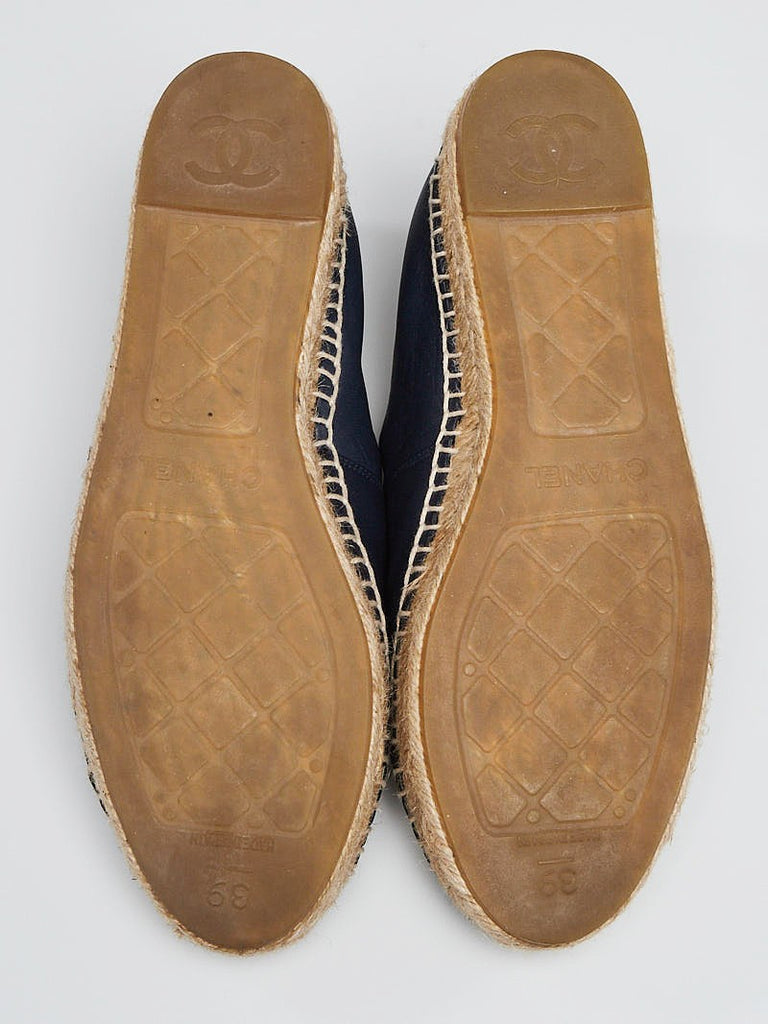 Chanel Navy And Black Leather Espadrilles