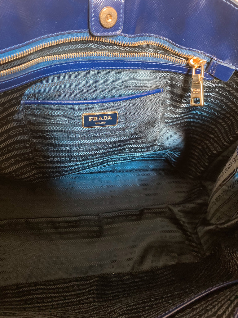 Prada Galleria Saffiano Navy Patent Leather Tote Bag