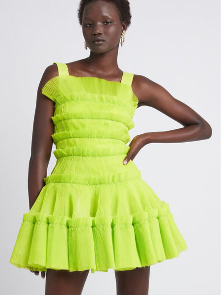 AJE Jacinta Pleated Mini Dress Citrus (For Hire)