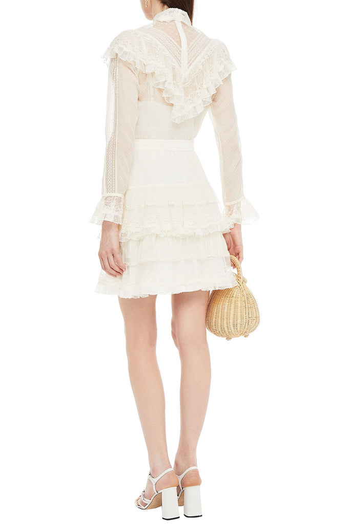 Zimmermann Glassy Frilled Lace Mini Dress (For Hire)
