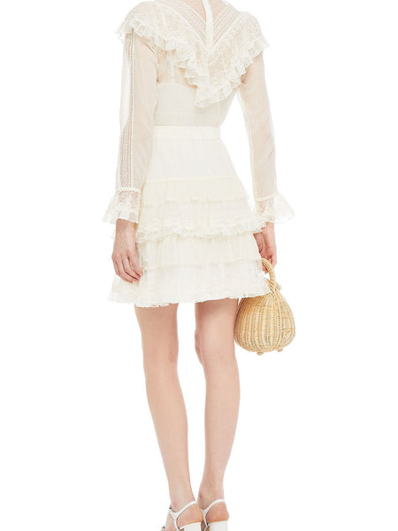 Zimmermann Glassy Frilled Lace Mini Dress (For Hire)