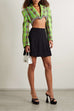 Area Crystal Spike Plaid Blazer And Skirt Set Green