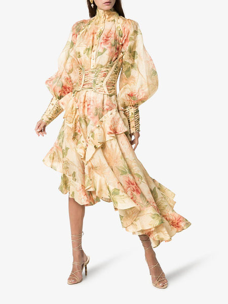 Zimmermann Espionage Floral Corset Silk Dress (For Hire) – EKOLUV