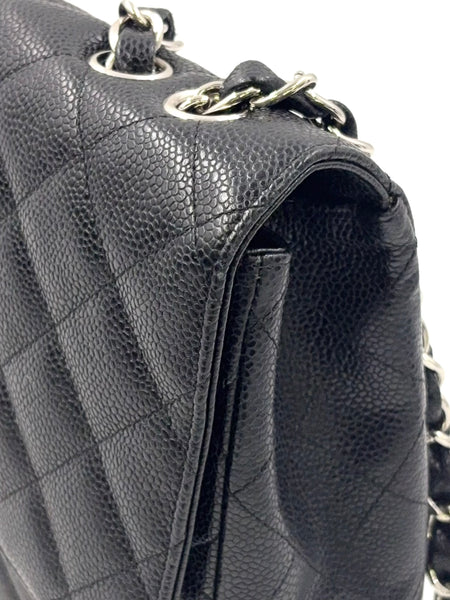 Chanel Classic Large Double Flap Caviar Leather 24K Silver H/W