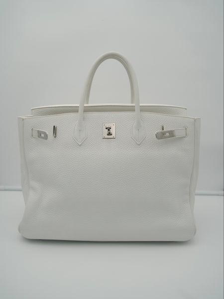 Hermes Birkin 40 White Clemence Palladium Hardware Bag