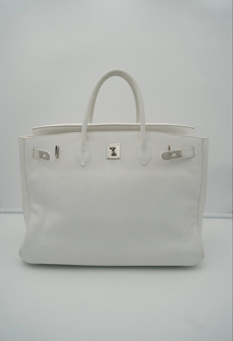 Hermes Birkin 40 White Clemence Palladium Hardware Bag