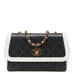 Chanel Coco Mark Matelasse Chain Shoulder Bag Black White Lambskin