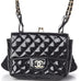 Chanel Vintage Patent Lace Mini Kiss Lock Double Bag Black