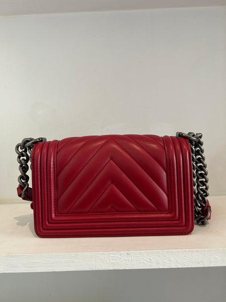 Chanel Mini Boy Bag Red Lambskin