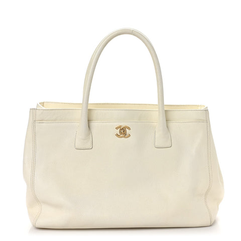 Chanel Calfskin Cerf Executive Shopper Tote White