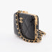 Chanel Black Glazed Goatskin Mini Box with Chain.