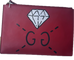 Gucci Red Diamond Leather Clutch Bag