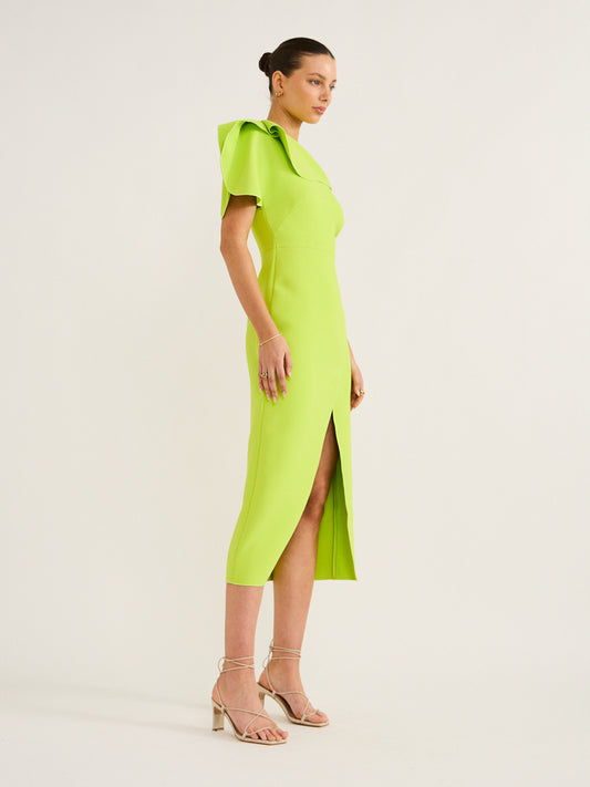 acler rogeron midi dress Acler Rogeron Midi Dress Citron (For Hire) EKOLUV