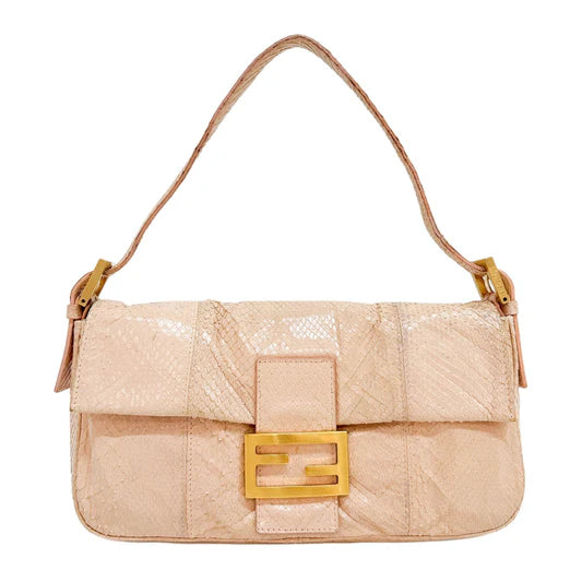 Fendi Pink Python Baguette Bag