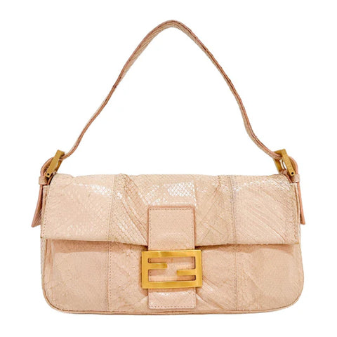 Fendi Pink Python Baguette Bag