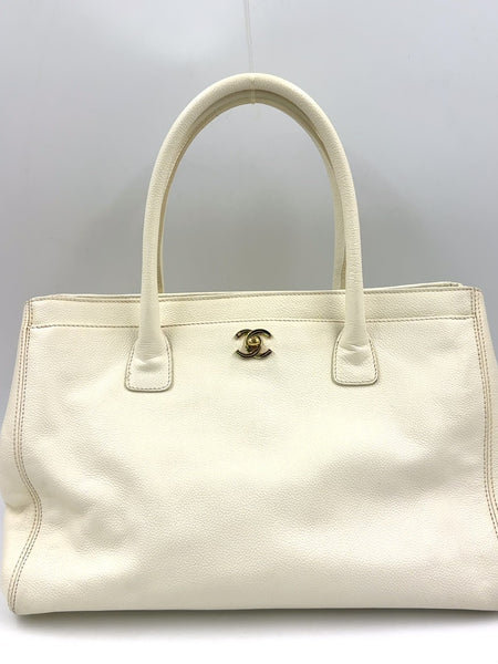 Chanel Calfskin Cerf Executive Shopper Tote White