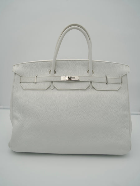Hermes Birkin 40 White Clemence Palladium Hardware Bag