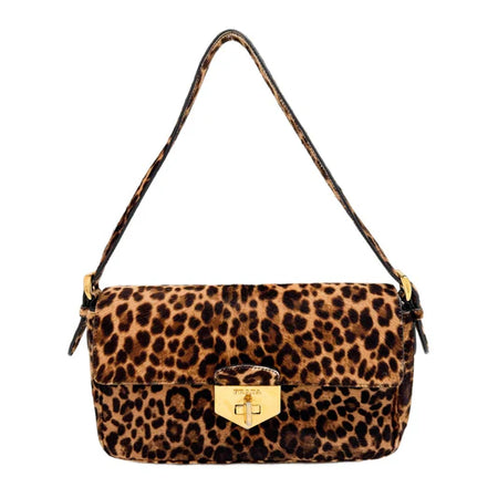 Prada Cavallino Leopard Print Shoulder Bag