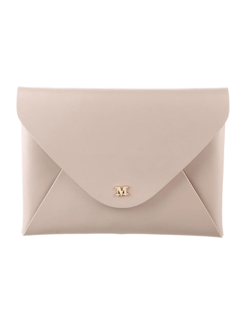 Max Mara Beige Leather Clutch