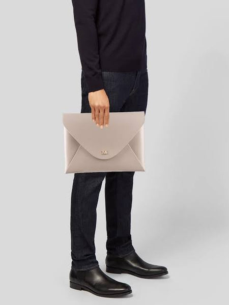 Max Mara Beige Leather Clutch