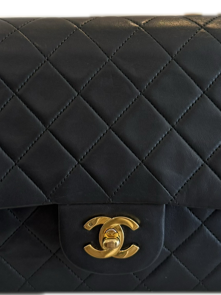 Vintage Chanel Timeless Classique Medium Double Flap Lambskin 24 K Gold H/W