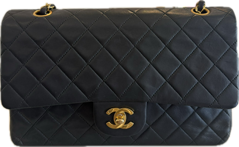 Vintage Chanel Timeless Classique Medium Double Flap Lambskin 24 K Gold H/W