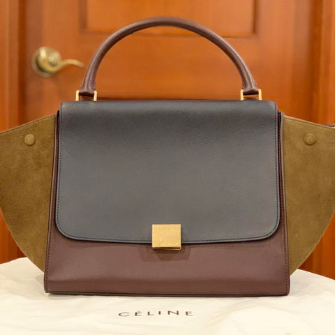 CELINE Trapeze Leather Suede Medium Top Handle 2Way Bag