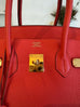 Hermes Birkin 35 Clemence Rouge Pivoine Vermillon Gold Hardware Bag