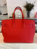 Hermes Birkin 35 Clemence Rouge Pivoine Vermillon Gold Hardware Bag