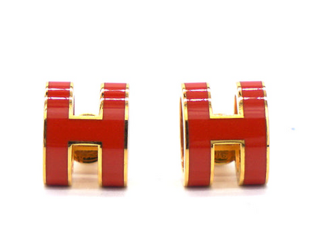 HERMÈS Lacquered Pop H Earrings Red