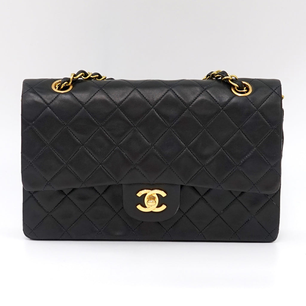Vintage Chanel Timeless Classique Medium Double Flap Lambskin 24 K Gold H/W (Copy)