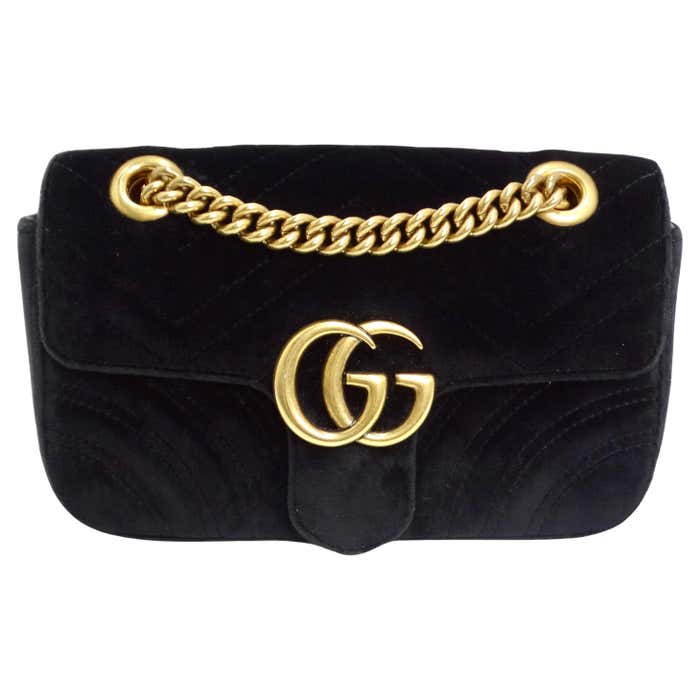 The Gucci Velvet Matelasse Mini GG Marmont Shoulder Bag (For Hire)