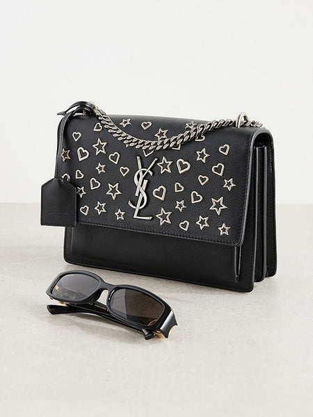 Saint Laurent Medium Leather Monogram Stars and Hearts Sunset Bag