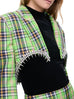 Area Crystal Spike Plaid Blazer And Skirt Set Green
