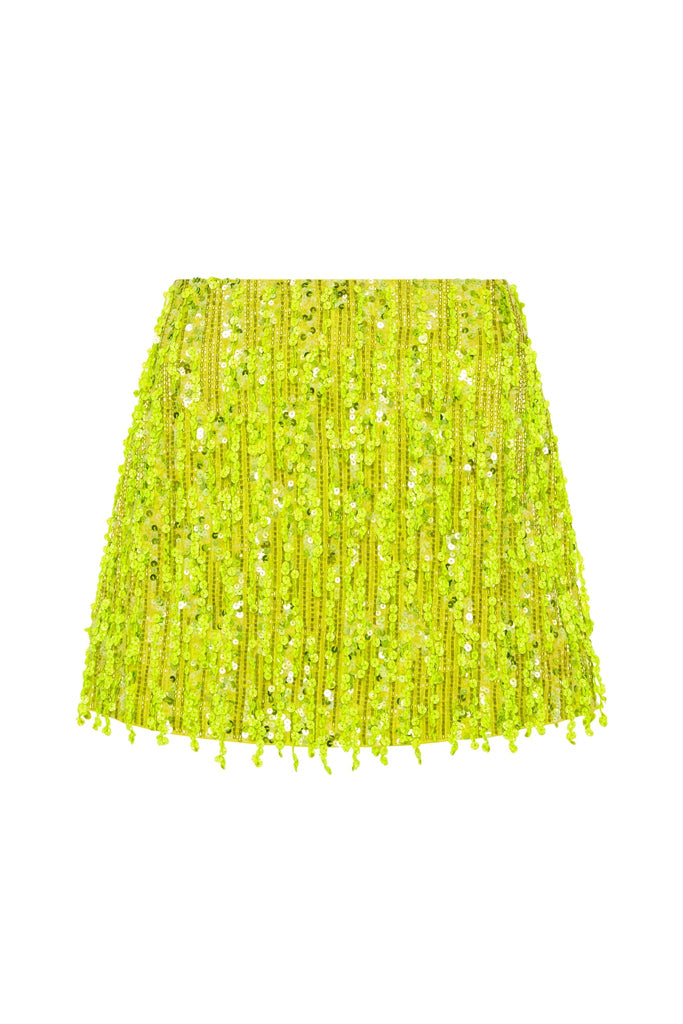 Bright Green Sequin Micro Mini Skirt