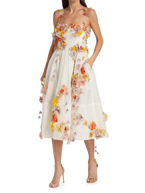 zimmermann midi dress Zimmermann Postcard Midi Dress Ivory (For Hire) – EKOLUV