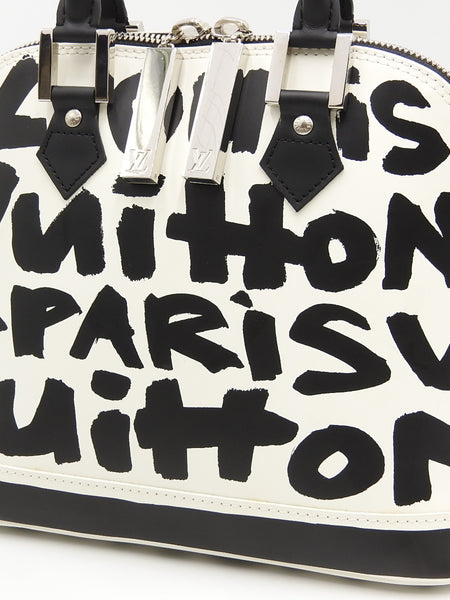Vintage Louis Vuitton Graffiti Alma MM Bag Noir Black White (for Hire)