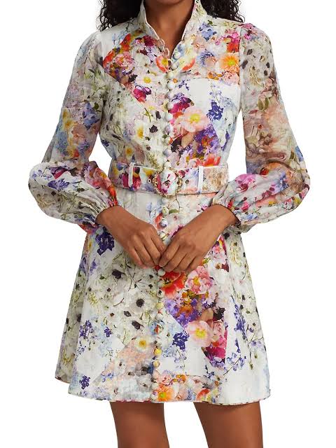 zimmermann belted mini dress Luminosity Belted Mini Dress Multi Paisley Stripe