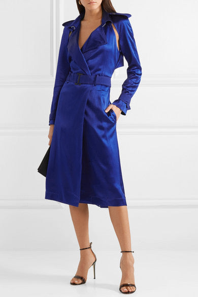 Dion Lee Silk Satin Trench Dress Ultra Blue (For Hire)