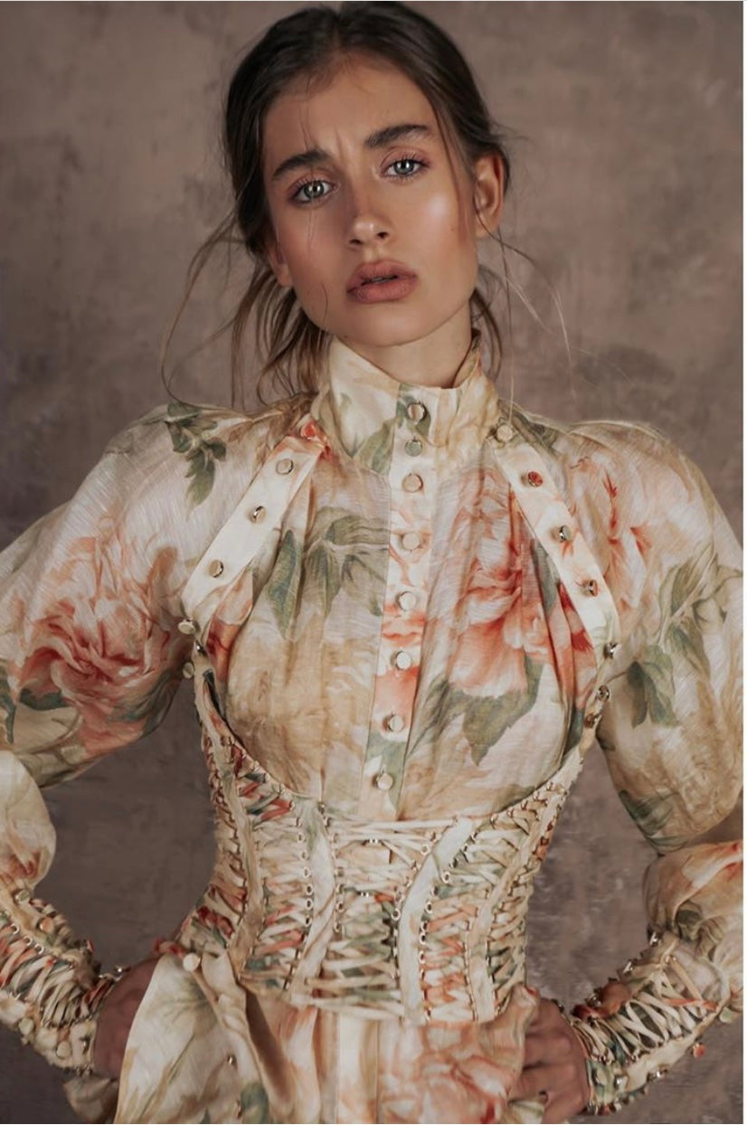 Zimmermann Espionage Floral Corset Silk Dress (For Hire) EKOLUV Zimmermann Espionage Floral Corset Silk Dress (For Hire) EKOLUV