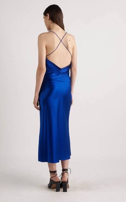 Dion Lee Bias Weave Cowl Dress Silk Satin Ultra Blue (For Hire) EKOLUV Dion Lee Bias Weave Cowl Dress Silk Satin Ultra Blue (For Hire) EKOLUV